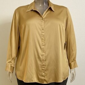 Vintage Gold‎ Long Sleeve Button Up Blouse Elegant Career Business Party